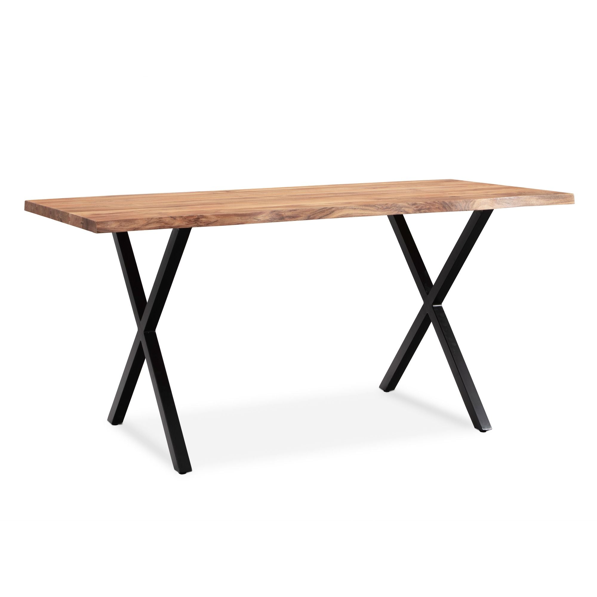Skrivebord 140x80x76 Cm Akacie Massivt Træ Metal Computerbord Trækant