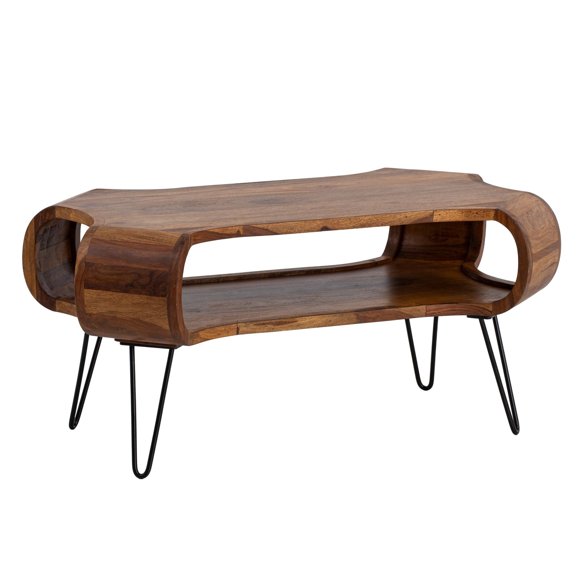 Sofabord 100x60x47 Cm Sofabord Massivt Træ Metal Massivt Sofabord Stort Stuebord Med Hårnåleben