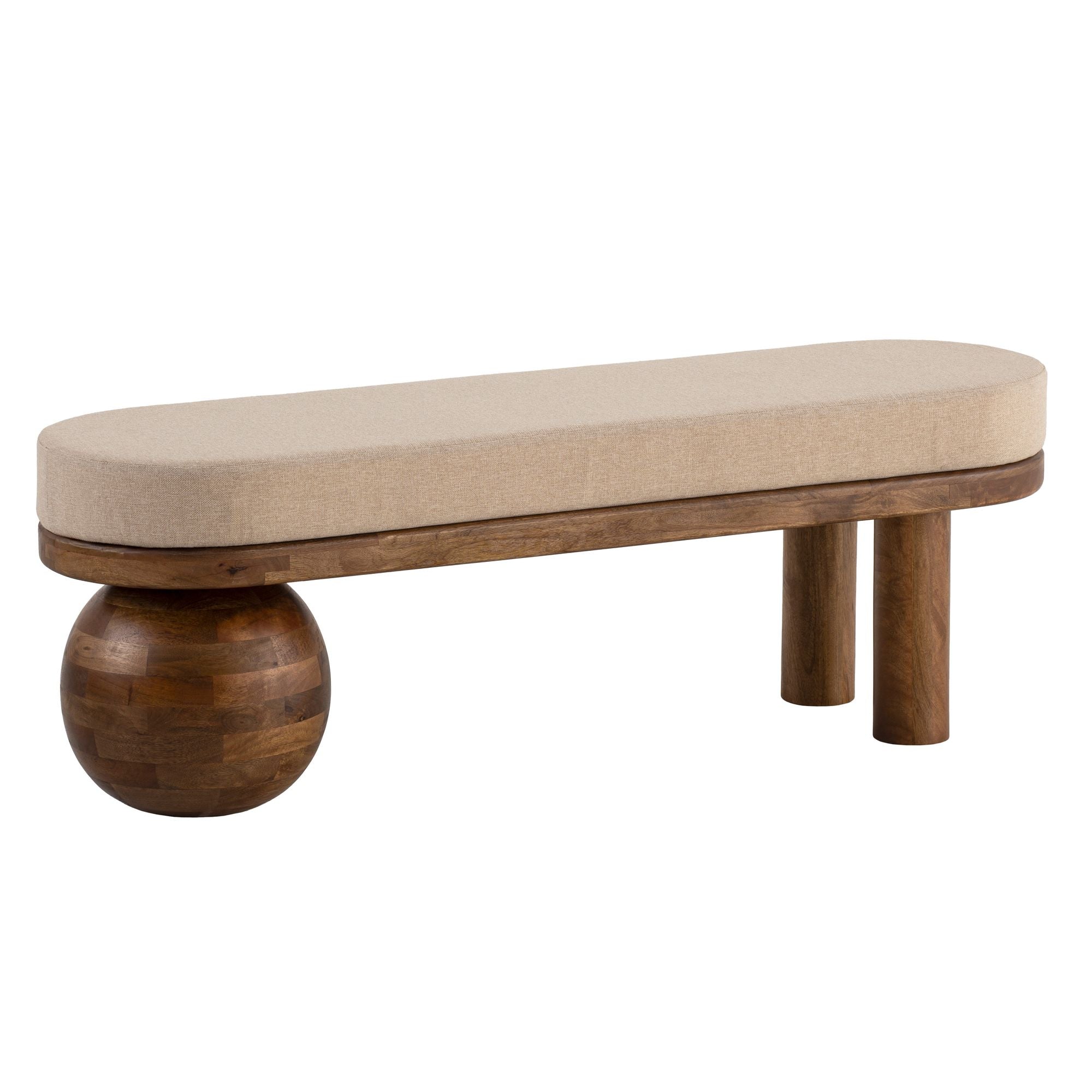 Sofastof Massivt Træ Sofa 140x47 5x41 Cm Entre Polstret Stof Sofa Beige