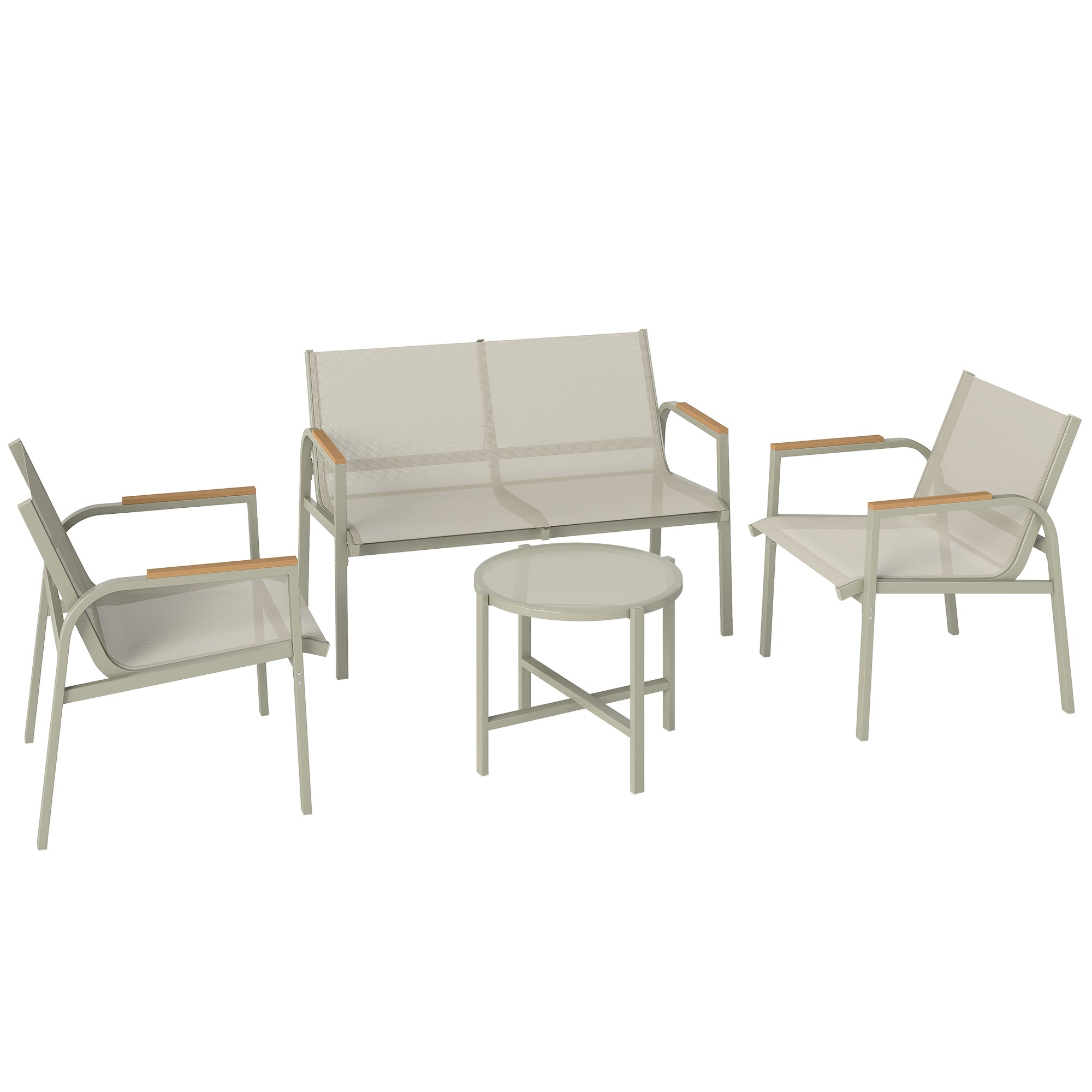 Vejrbestandigt Havemøbelsæt   Metal  Siddegruppe Til   Personer  Havelounge Med  -personers Sofa    Lænestole  Sidebord  Grøn