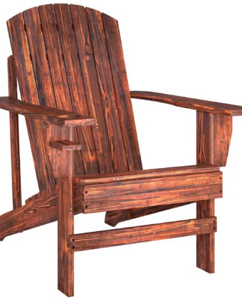 Adirondack Havestol Med Kopholder  Haveliggestol  Balkonstol  Massivt Træ  Forkullet  72   95   93 Cm