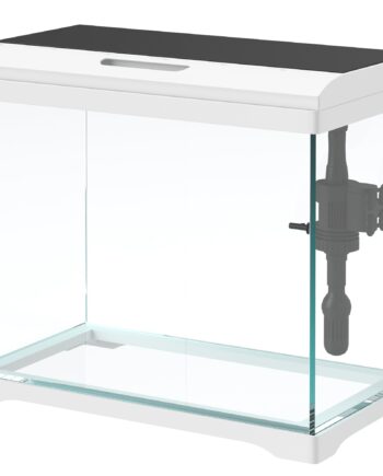 Akvarium  17   Tropisk Fisketank  Nem Vedligeholdelse  Frit Udsyn  Med Led-lys  35l   21b   31h Cm  Hvid Sort
