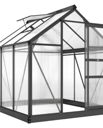 Aluminiumsdrivhus   65mâ  190x192x201cm Med Fundament  Tagvindue  Skydedør    Mm Paneler  Uv-bestandig