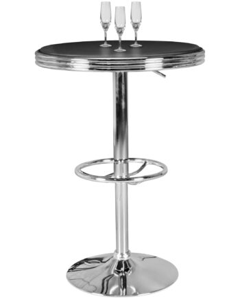 American Diner Barbord Elvis Rundt   60 Cm Aluminium  Betrukket Med Kunstlæder På Bordoverfladen