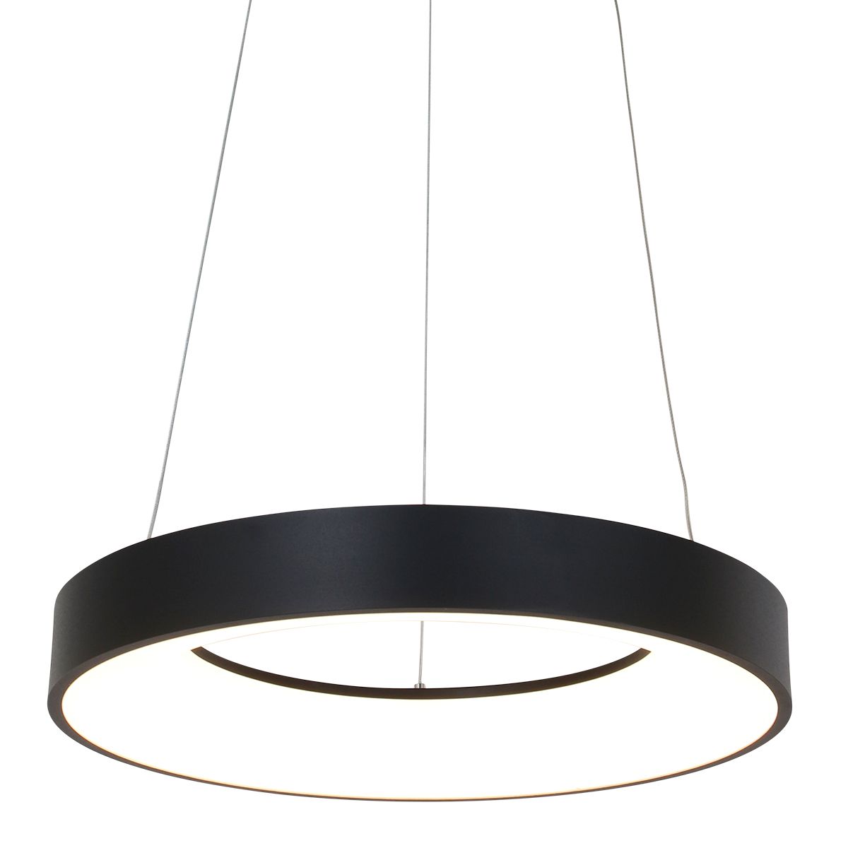 Anillo Loftlampe Med En Ring Af Metal Og Glas    Slags Finish Metal Sort