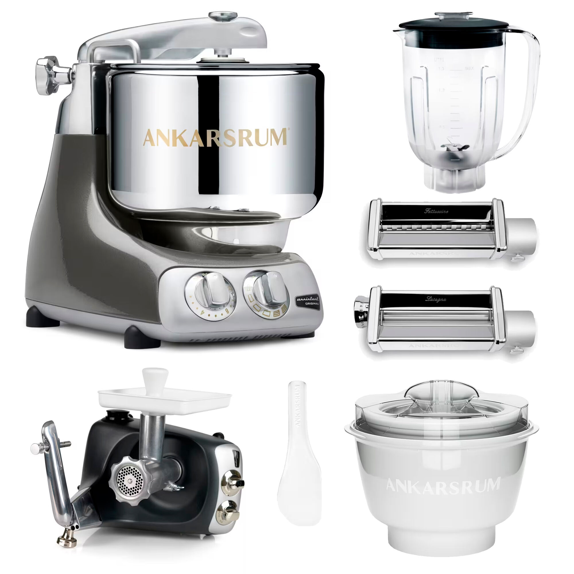 Ankarsrum Assistent Original Køkkenmaskine Med Middagspakke  Black Chrome