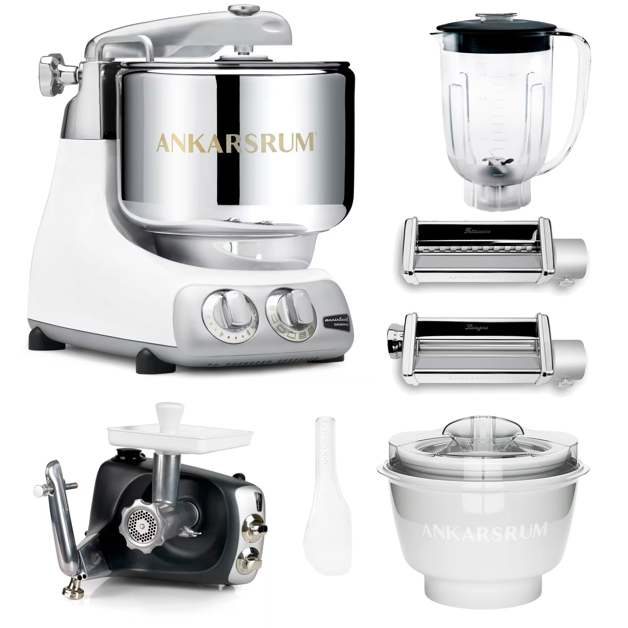 Ankarsrum Assistent Original Køkkenmaskine Med Middagspakke  Glossy White
