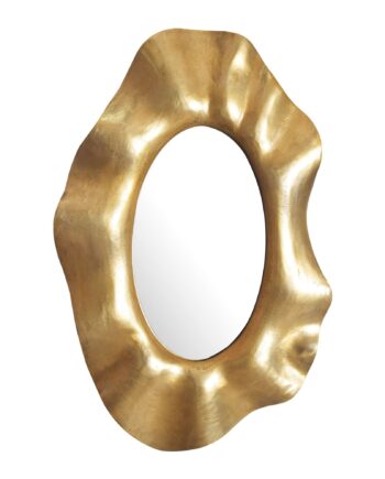 Asymmetrisk Vægspejl 60x90 Cm   Guld Aluminium   Moderne Designspejl