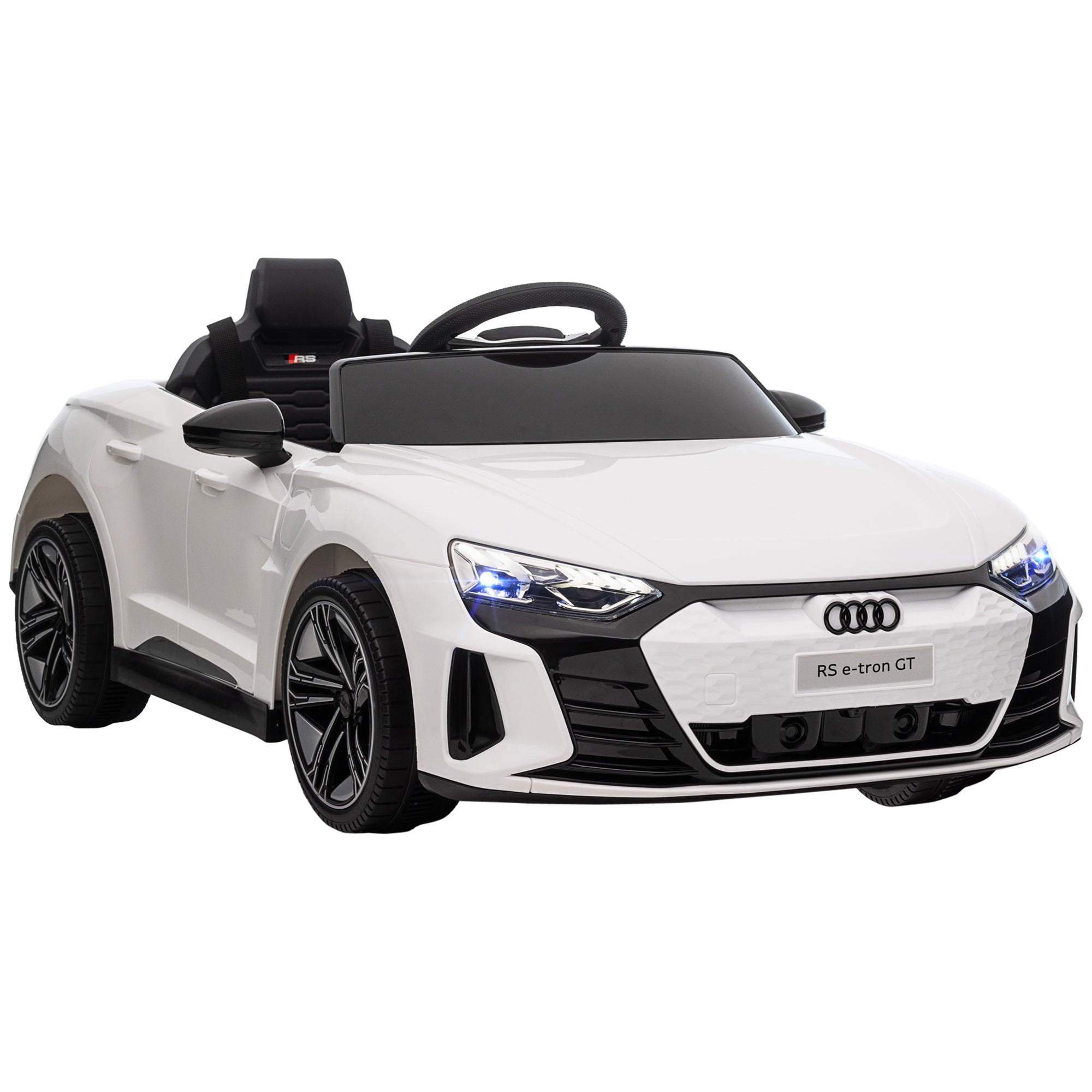 Audi Rs -tron Gt Elbil Til Børn Med Sikkerhedssele Fjernbetjening Forlygter Musikfunktion Hvid 103 58 41 Cm