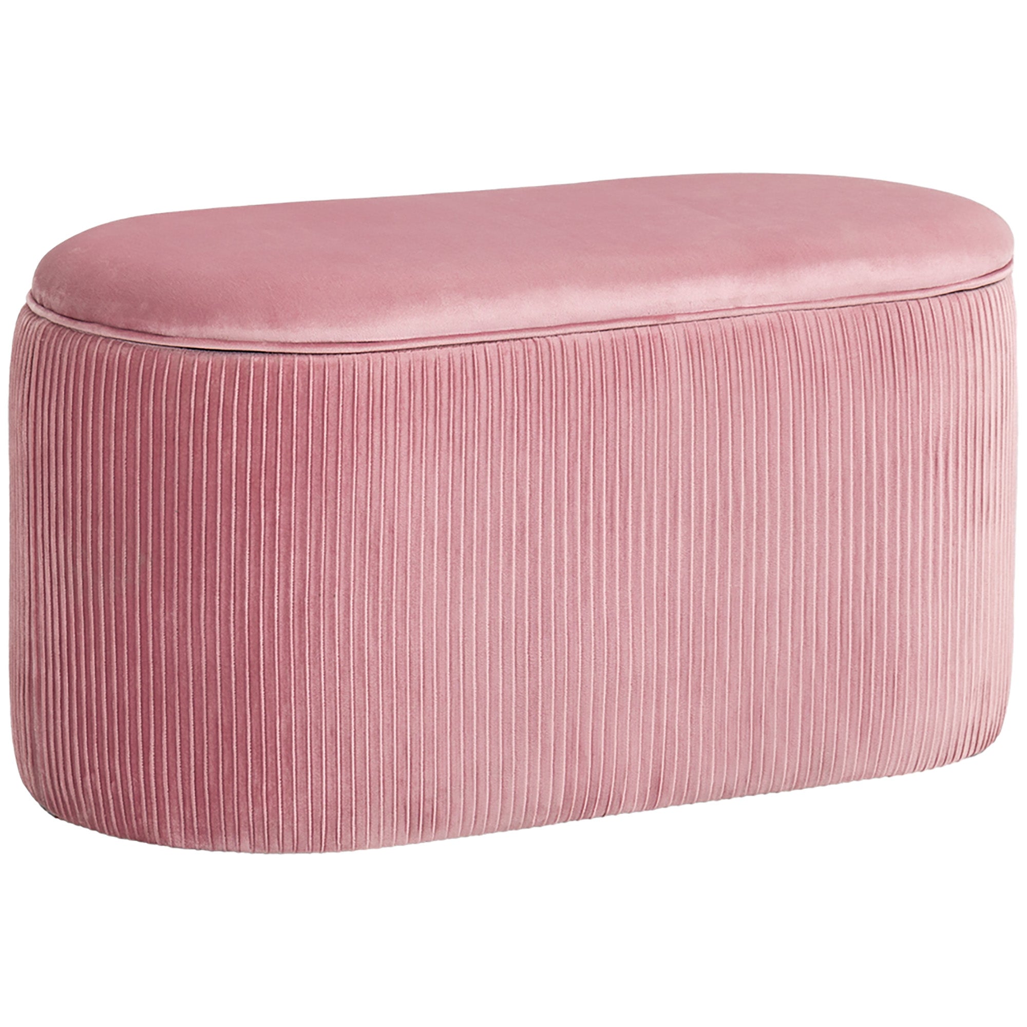 Bænk Med Opbevaringsplads Polstret Fodskammel Retrodesign Fløjlslook 81 Cm 40 Cm 41 Cm Antik Pink