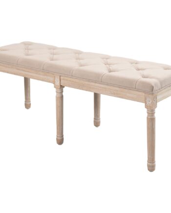 Bænk Vintage Design Vintage Bænk  Knapsyninger  Drejede Ben  Shabby Chic  Creme   Hvid