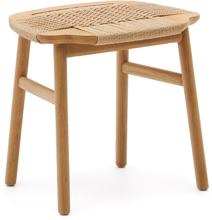 Barstol Barkrukke Kave Home Enit Egetræ Med Papirsnorflet Natur H44xb37xl46