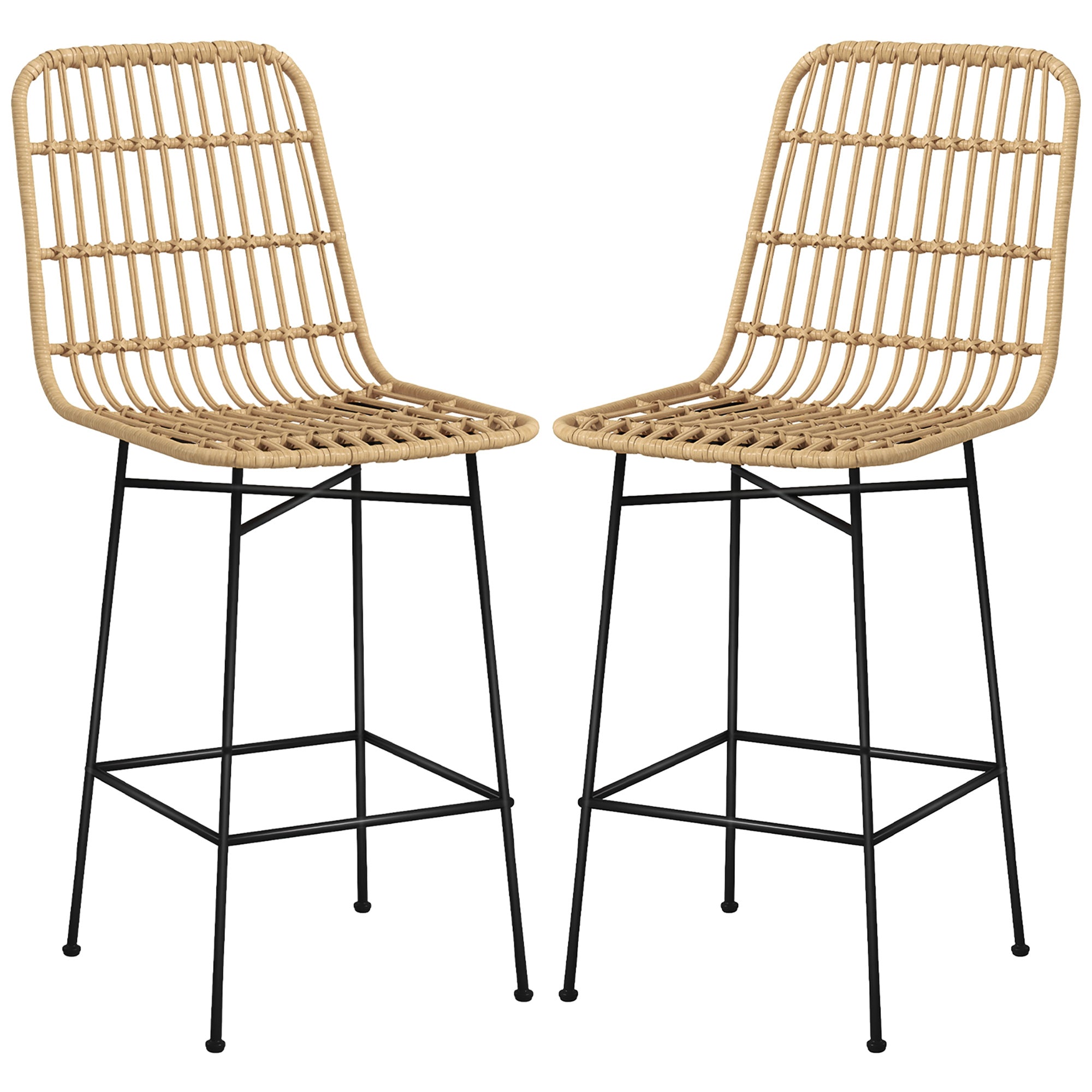 Barstol Boho-stil Pe-rattan 45 53 105 Cm Natur Sort