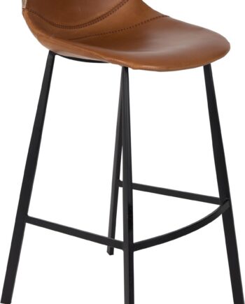Barstol Dutchbone Franky Vintage   Kaffe Pu-læder Med Sort Stålstel H106 Cm