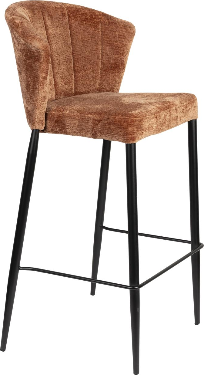 Barstol Dutchbone Georgia Vintage Birketræ Valnød Polstret Brun Polyester Sorte Krydsfinerben H101 Cm