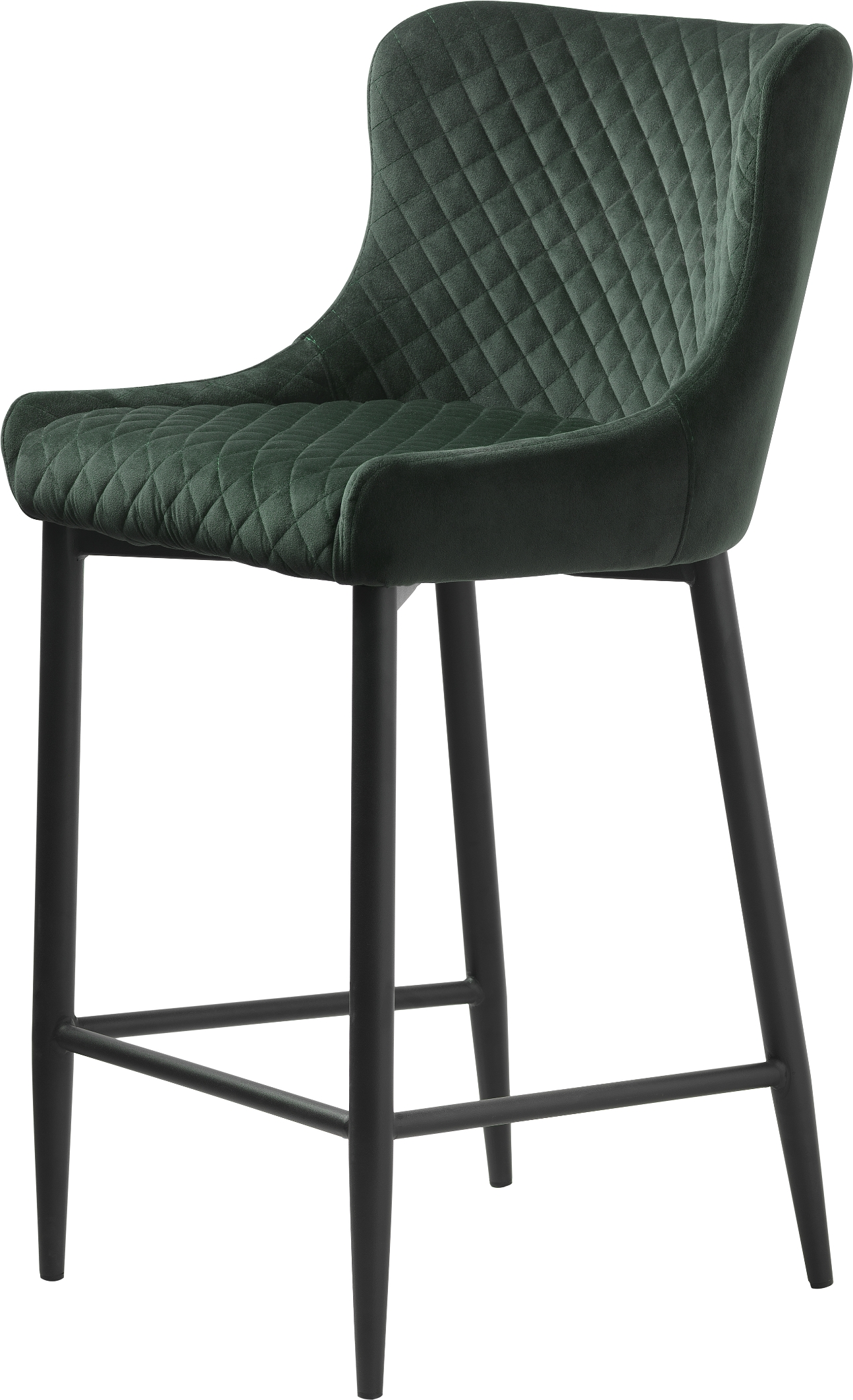 Barstol Ottowa Fra Nordique Design Dybgrøn Fløjl Med Sorte Metalben H105ã B47 Cm