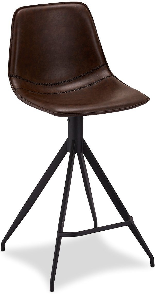 Barstol Raymond Hallmark Kirkcolm Pu-læder Mørkebrun B48ã D57ã H98 Cm Trefodet Sort Metalbase