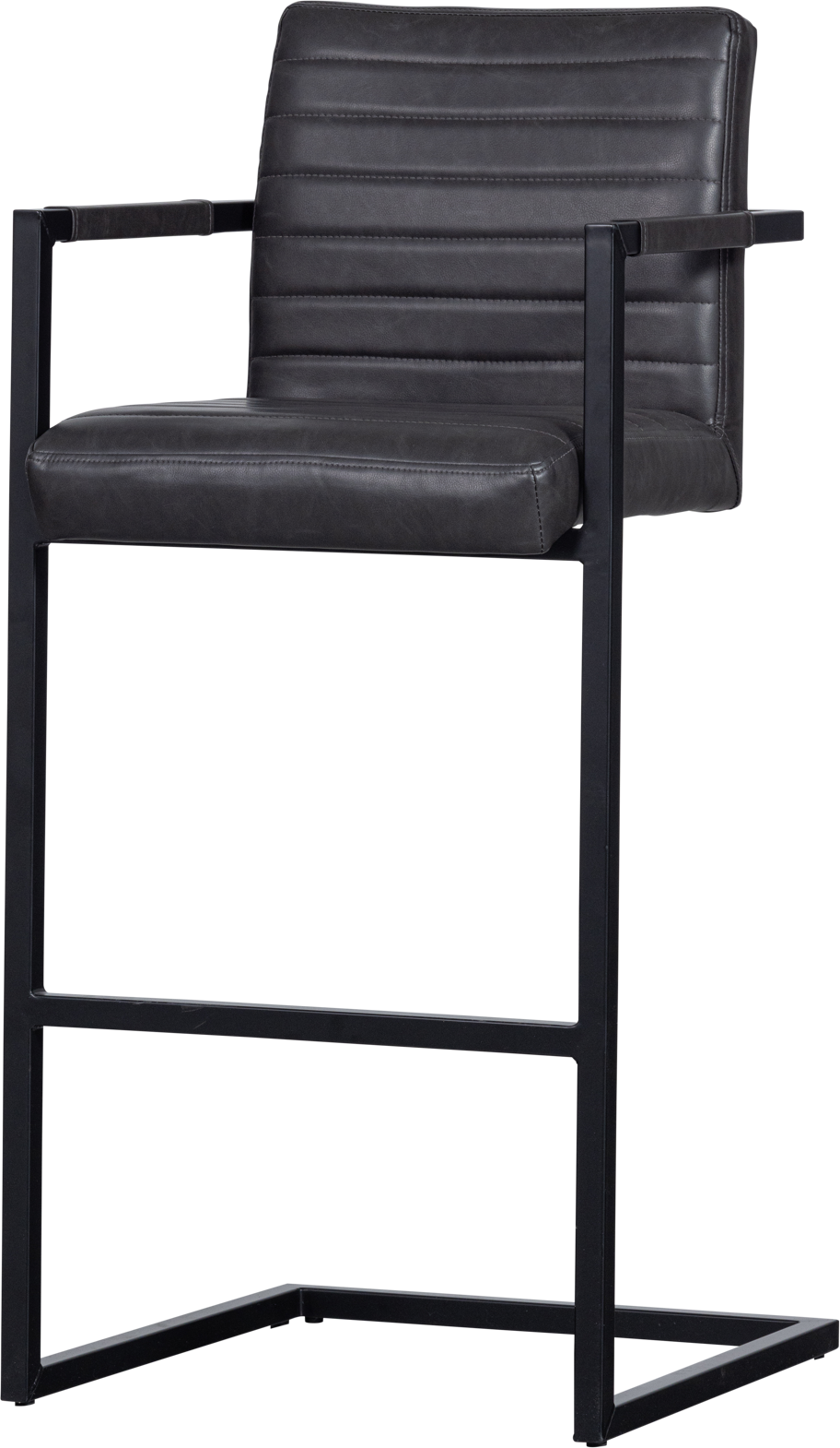 Barstol Woood Collection Abe Antracit Pu-læder H111   B46   D54 Cm Metalben Med Fodstøtte