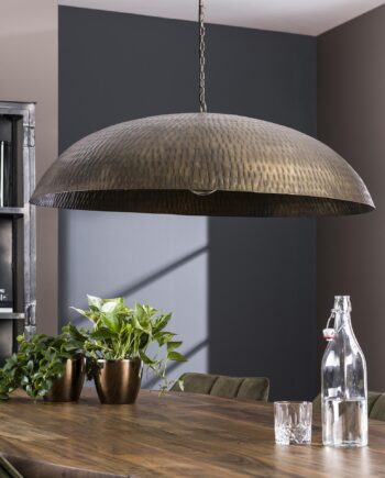 Bertha Loftlampe Med Stor Metalskærm   Antik Bronze Levering Uden Pære