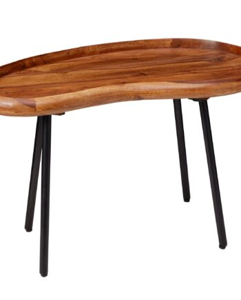 Bønneformet Sofabord   Massivt Træ  71   42   40 Cm  Brun