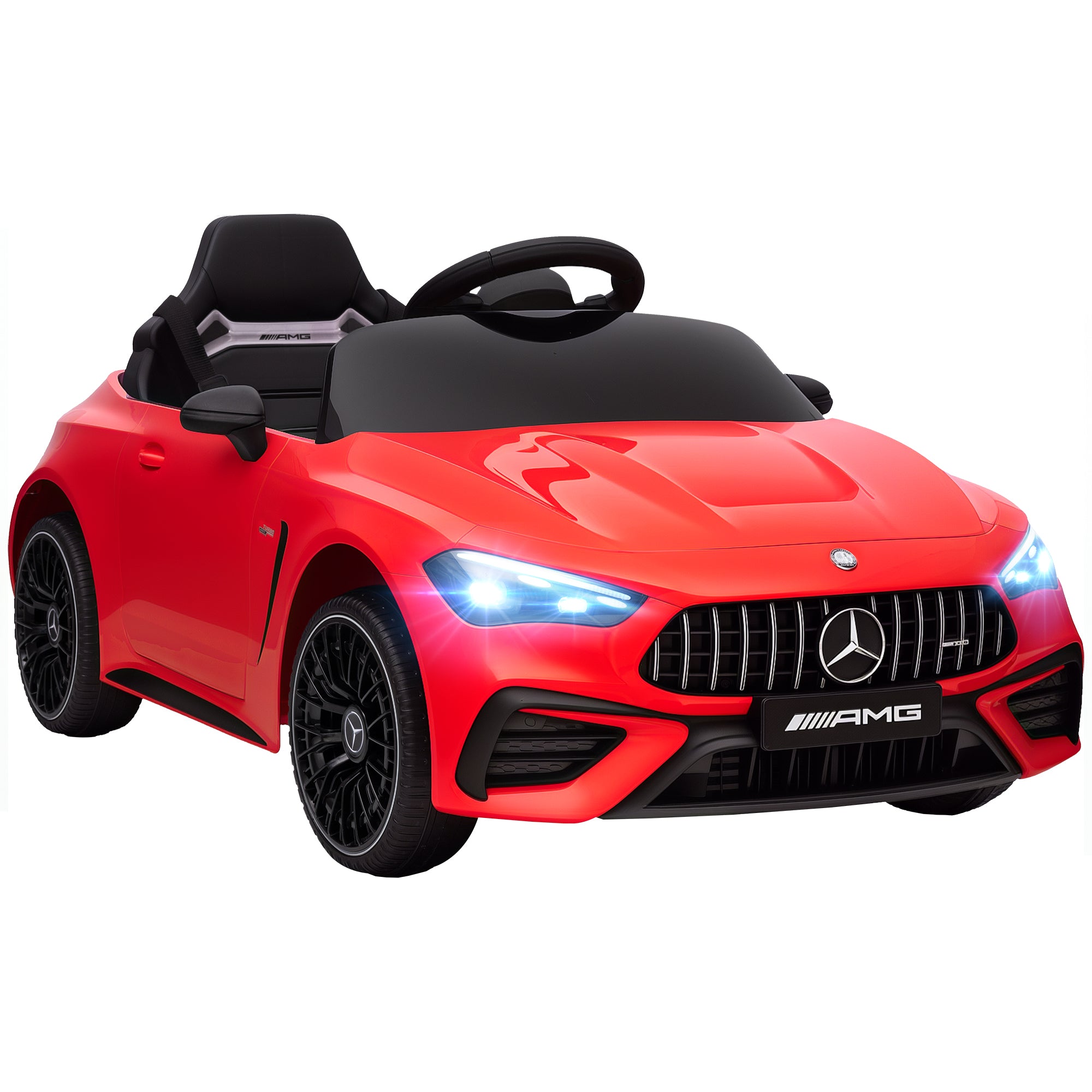 Børne Elbil Mercedes Design 12v Motor Fjernbetjening Led-lys Musik Til Børn Alderen - år Rød