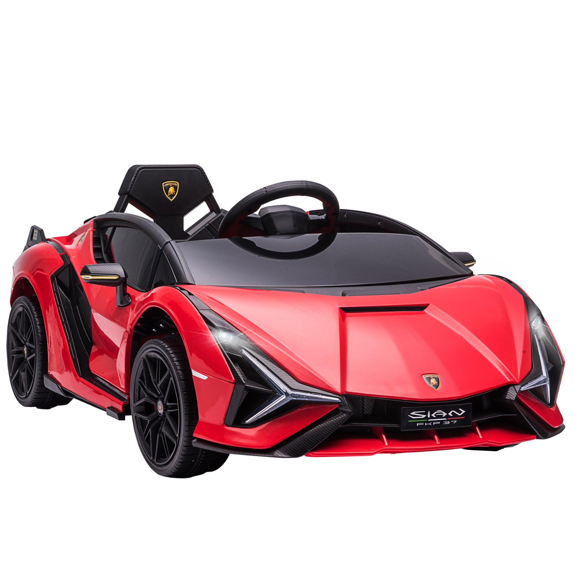Børnebil 12v Køretilstande Lamborghini Sian Suv Legetøjsbil Elbil Med Fjernbetjening Musik Mp3 Usb Lys 37-60 Måneder Metalrød 108 62 40 Cm