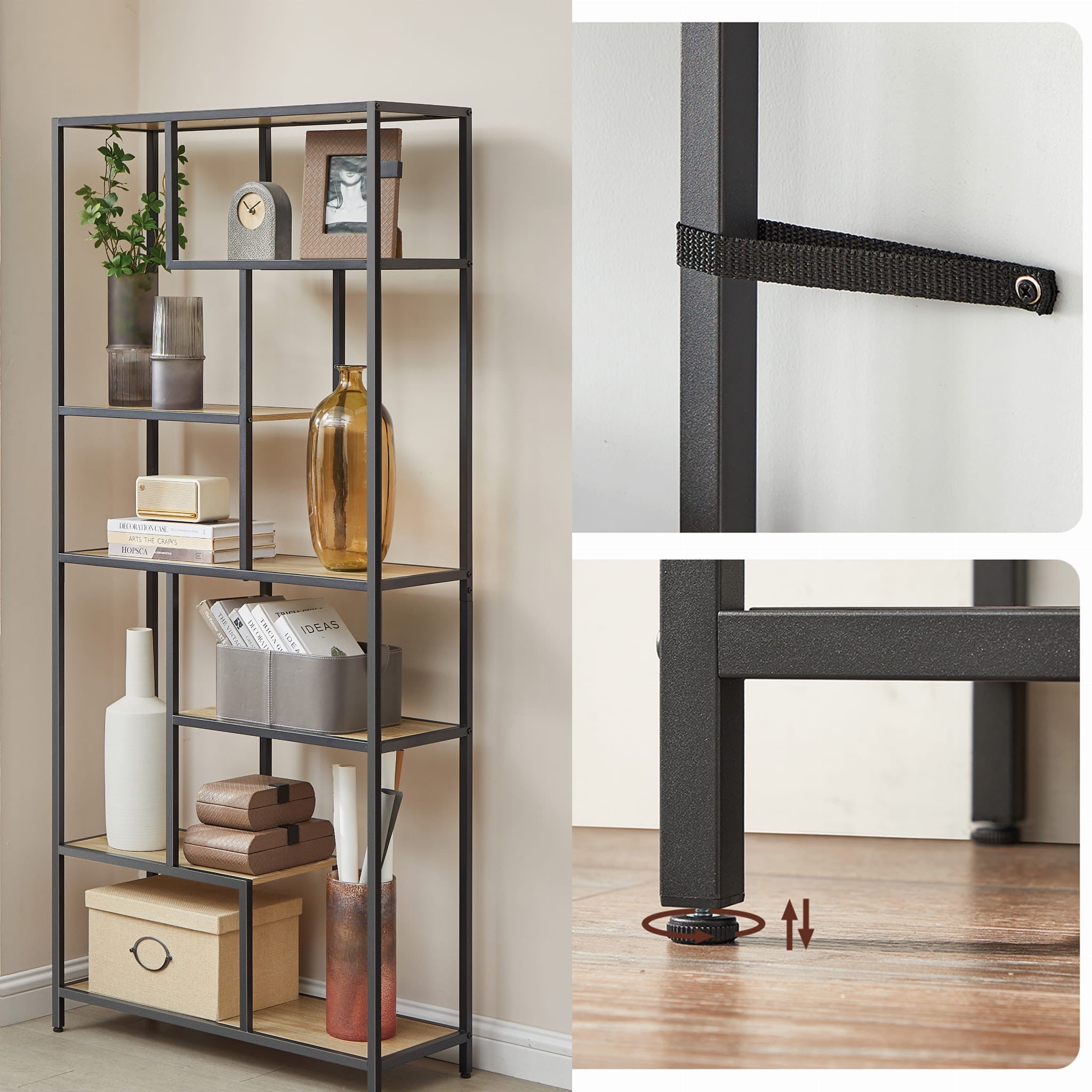 Bogreol Med Hylder Sonoma Loft Stil