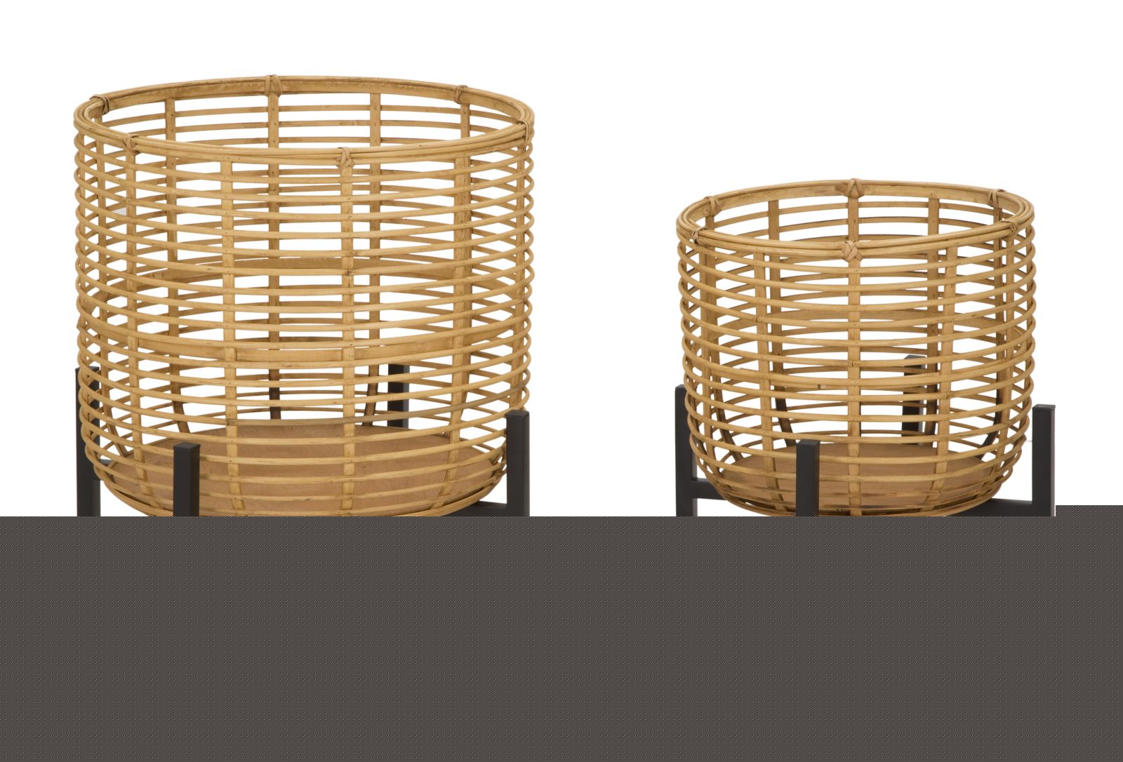 Boho Chic Vaser   Rattan Og Jern   41x47 Og 33x39 Cm