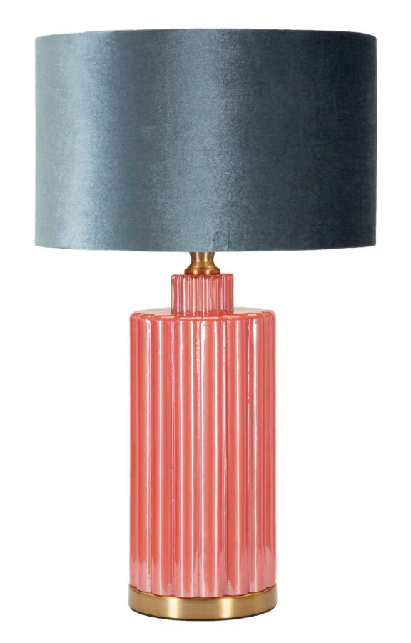Bordlampe   Glas  Jern Og Stof   40x70 Cm