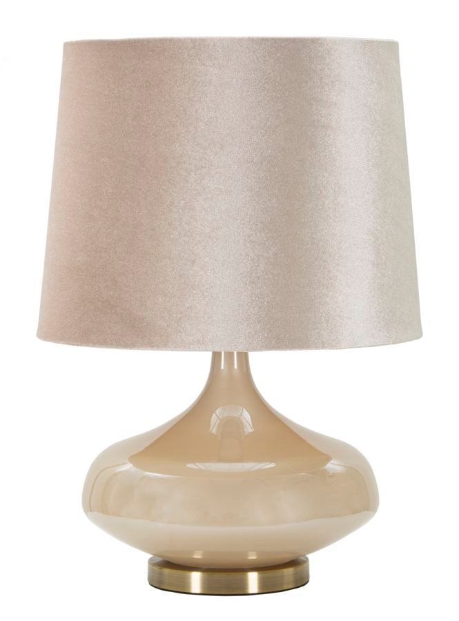 Bordlampe   Glas  Jern Og Stof   35x50x5 Cm