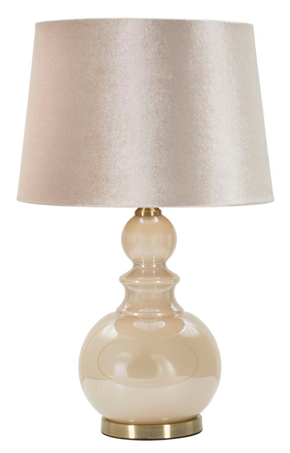 Bordlampe   Glas  Jern Og Stof   37x5x61 Cm
