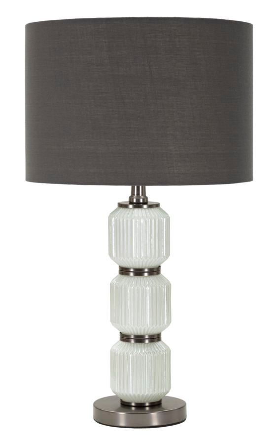 Bordlampe   Glas  Jern Og Stof   32x5x57 Cm