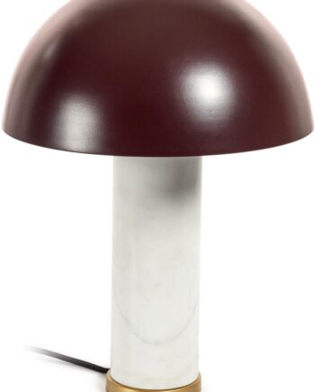 Bordlampe Kave Home Zorione   Hvid Marmor Og Brunmalet Metal