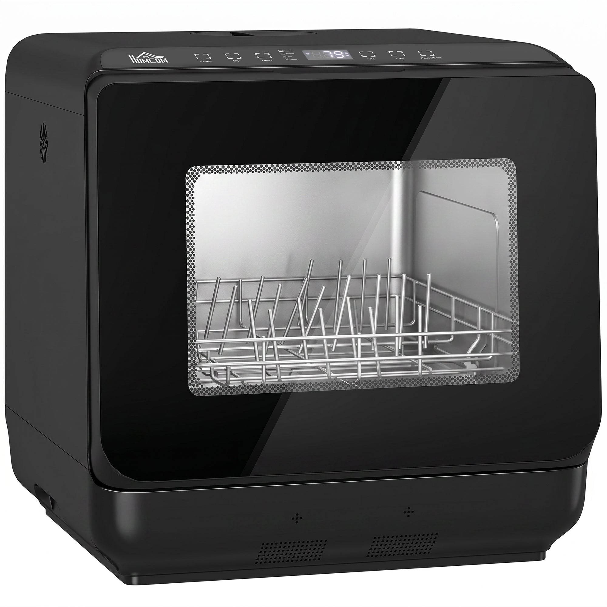 Bordopvaskemaskine Miniopvaskemaskine Med -liters Tank Programmer Led-display Tørrefunktion Sort
