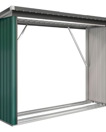 Brændeskur  Brændeskur  Stål  Hævet Gulv  Skrånende Tag  213   66     150 Cm  Grøn