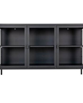 Brisbane Skænk Vitrineskab   Sort Med Glaslåger 40x140x85 Cm