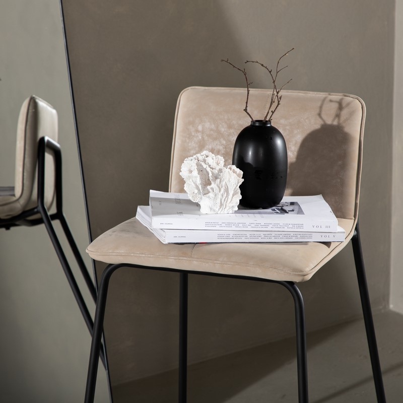 Bugg   Barstole   Metal Og Sæde   Beige Microfiber