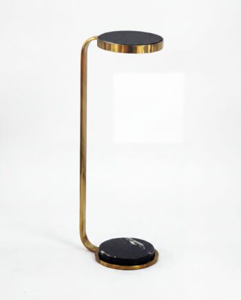 -formet Sidebord 72 Cm   Metal Med Sort Marmorbordplade   Moderne Designbord