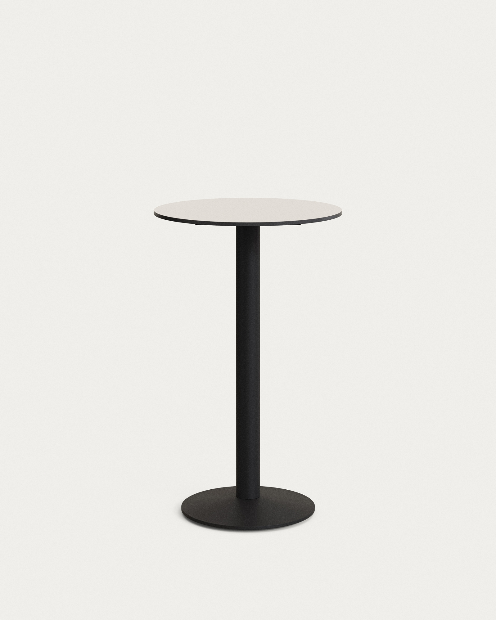 Cafébord Kave Home Tiaret Rundt Terrassebord Udendørs ø60 H97 Cm Hvid Stål Højtrykslaminat