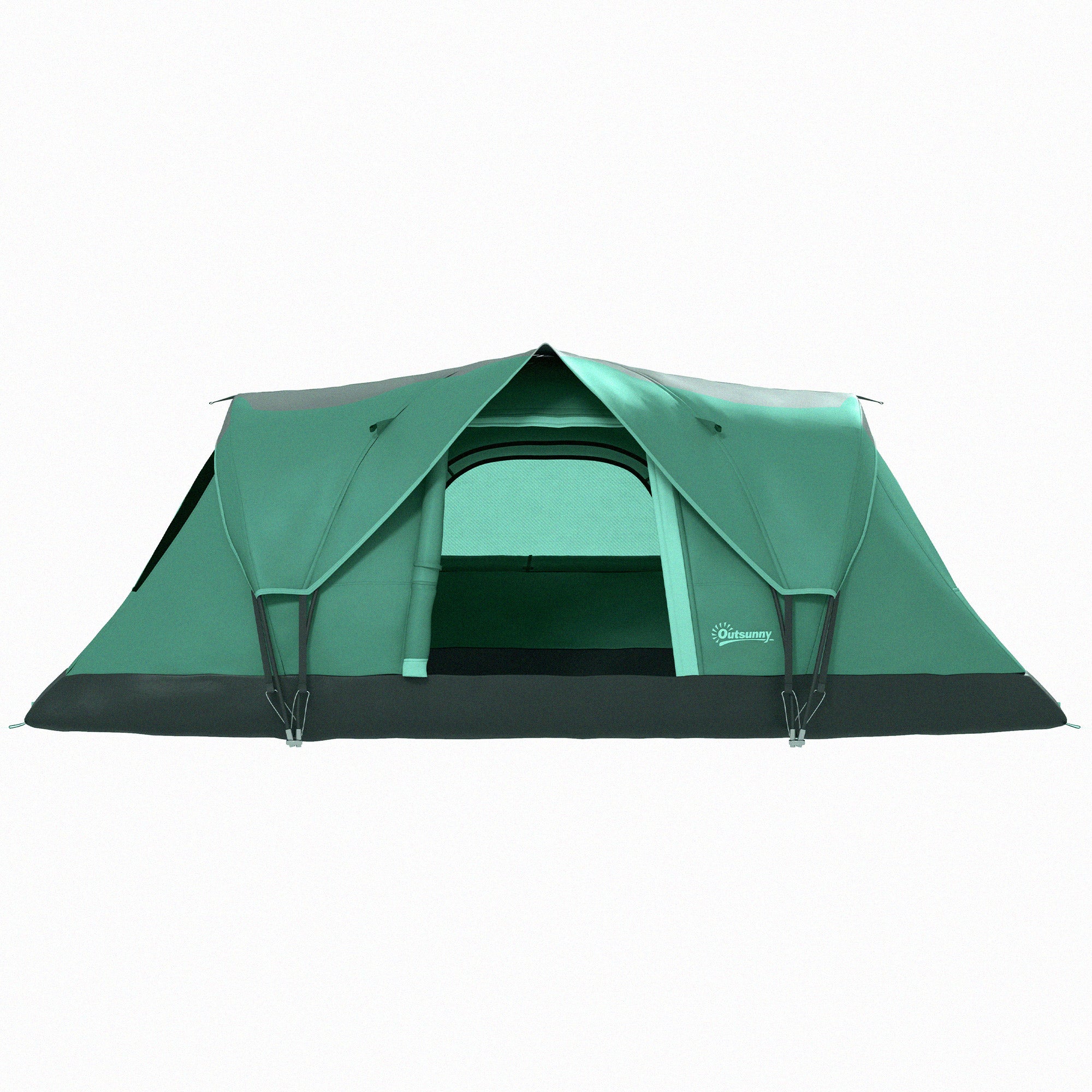 Campingtelt Til - Personer Familietelt Lampekroge Sidelommer 55x2 3x1 8m Grøn Sort