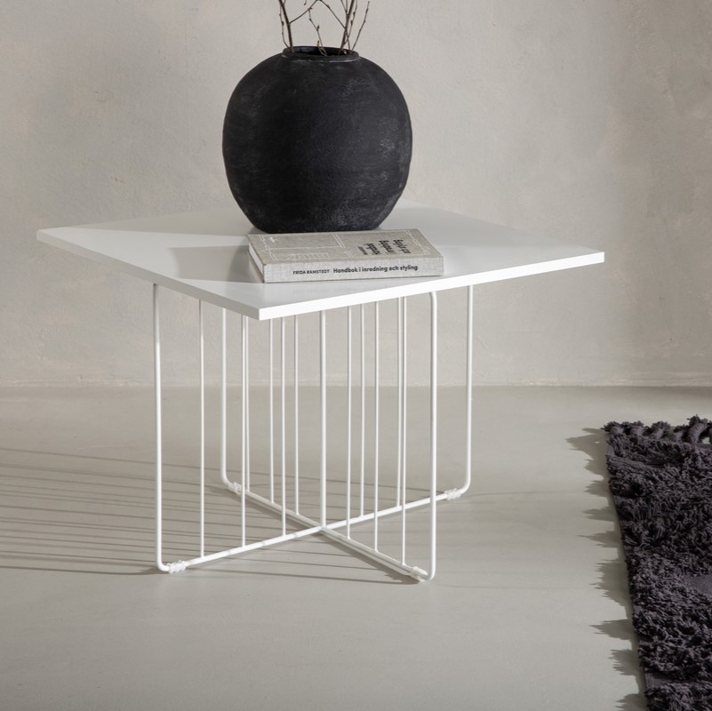Cawey- Sofabord   Hvidt Stål Og Hvid Topplade  40   40 Cm