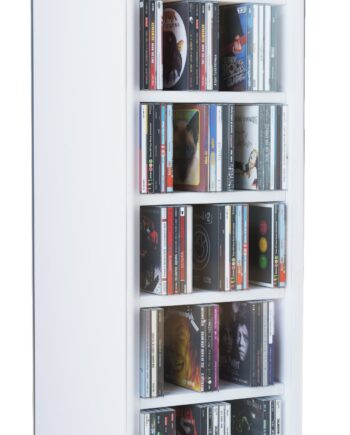 Cd Dvd-tårn Reol Med Hjul Til 150 Cd Er     97        31      35 Cm  Hvid