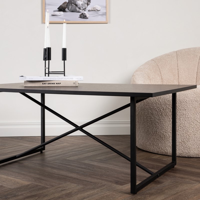 Chantal Sofabord   Sort Metal Og Sort Topplade   Mdf
