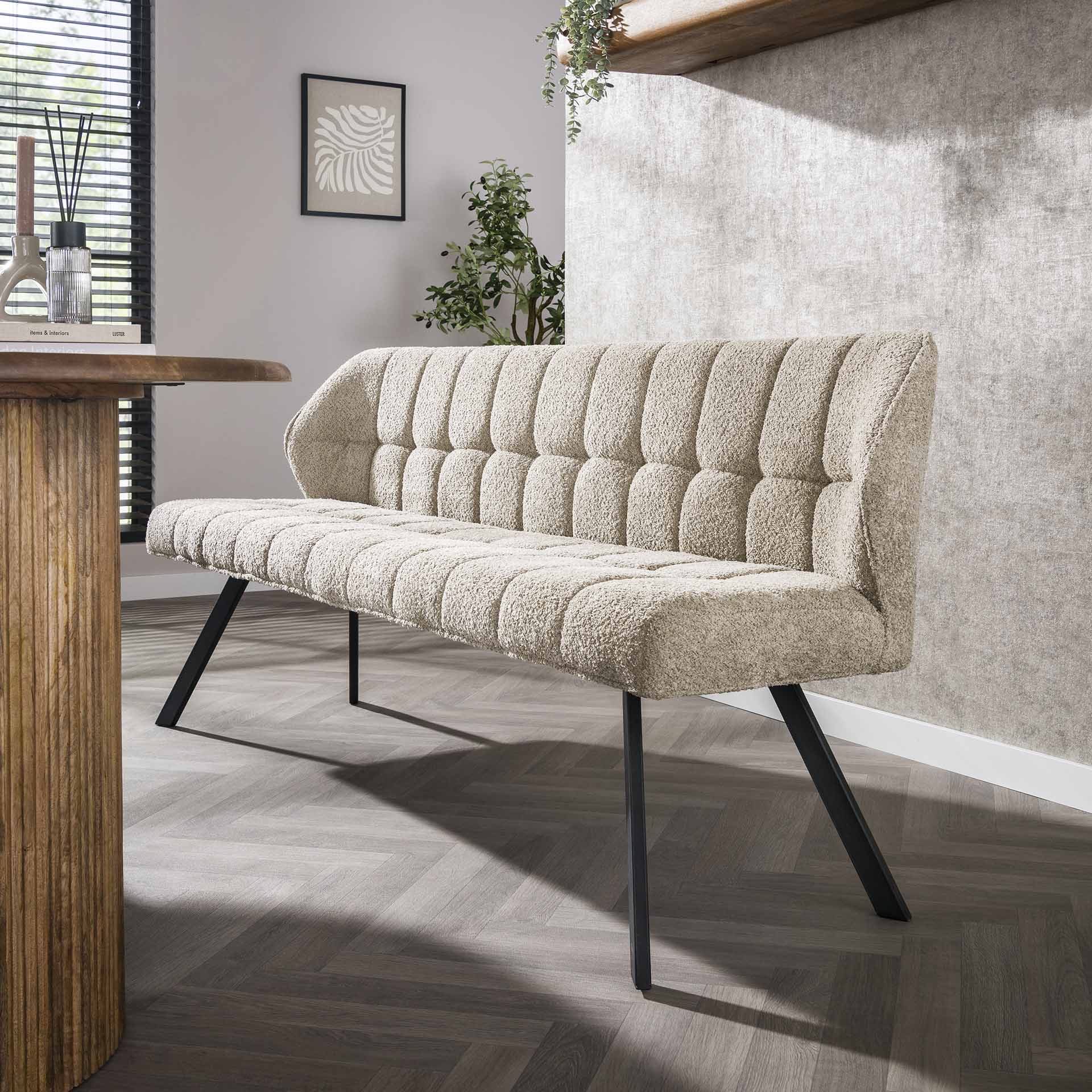 Clapton Bænk   Boucle Sandfarve  Længde 180 Cm
