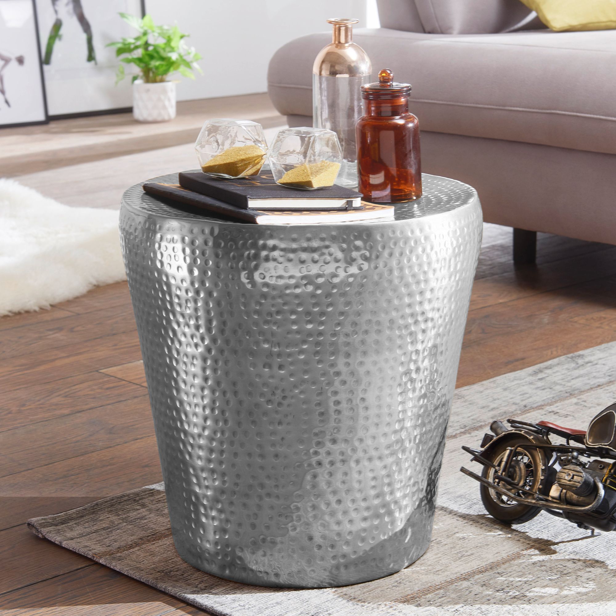 Dekorativt Sofabord   Aluminium  Sølvfarvet