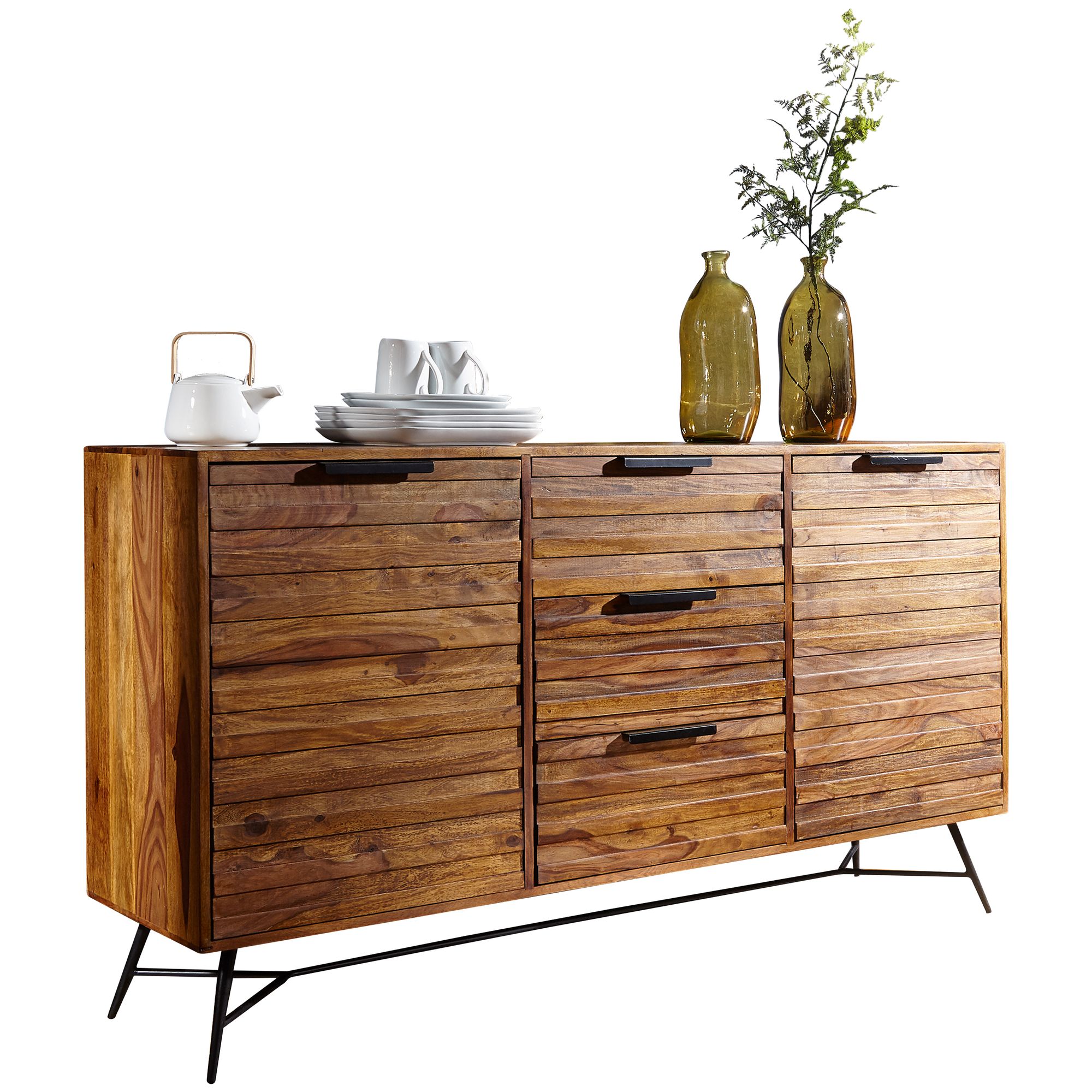 Designer Skænk 160x40x88 Cm Massivt Træ
