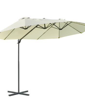 Dobbelt Parasol Hængeparasol Dobbelt Parasol Med Håndsving Justerbar Haveparasol Solbeskyttelse Metal Cremehvid 440   270   250 Cm