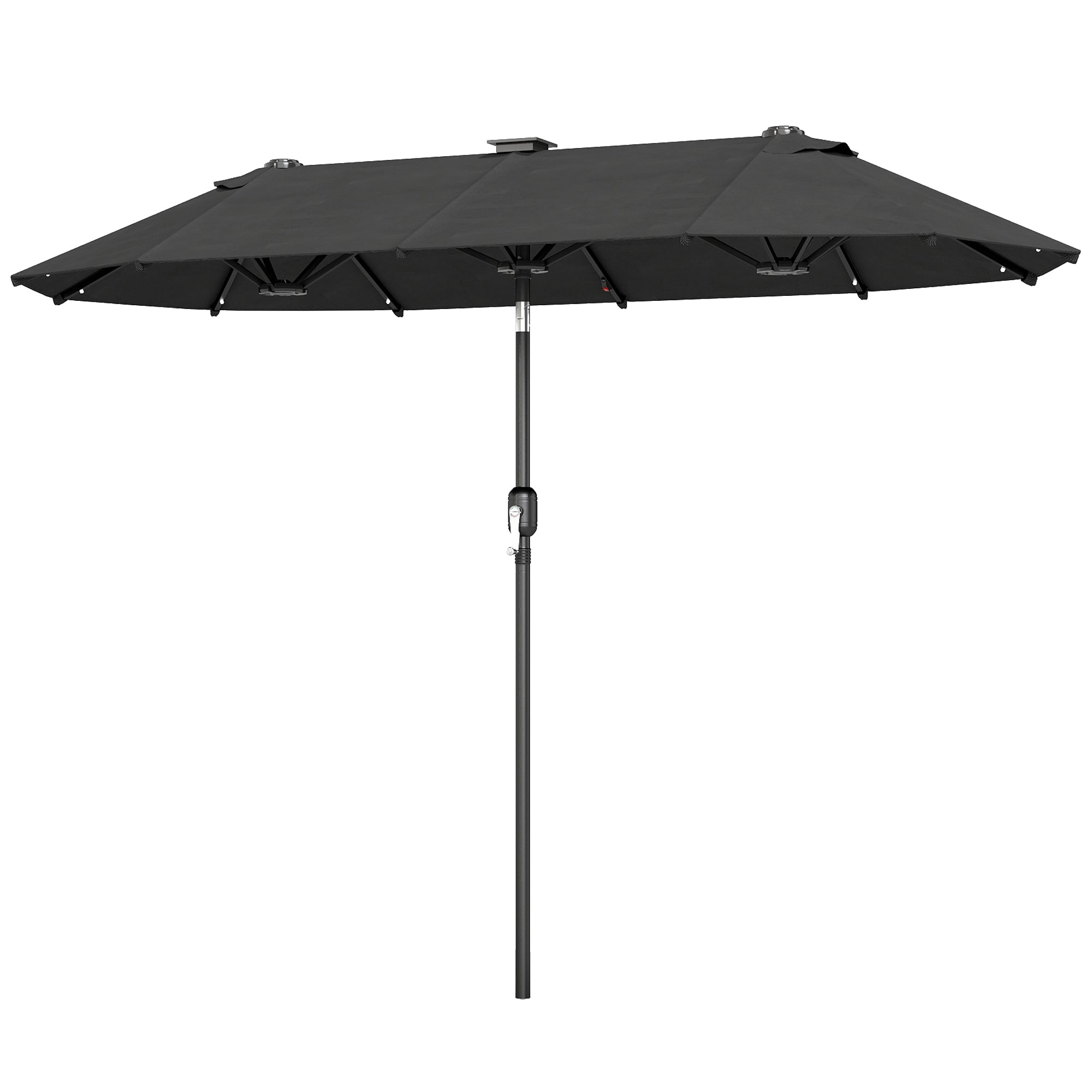 Dobbelt Parasol Terrasseparasol Vipbar Med Solpanel 35 Led Er Stålramme Grå 92 50 18