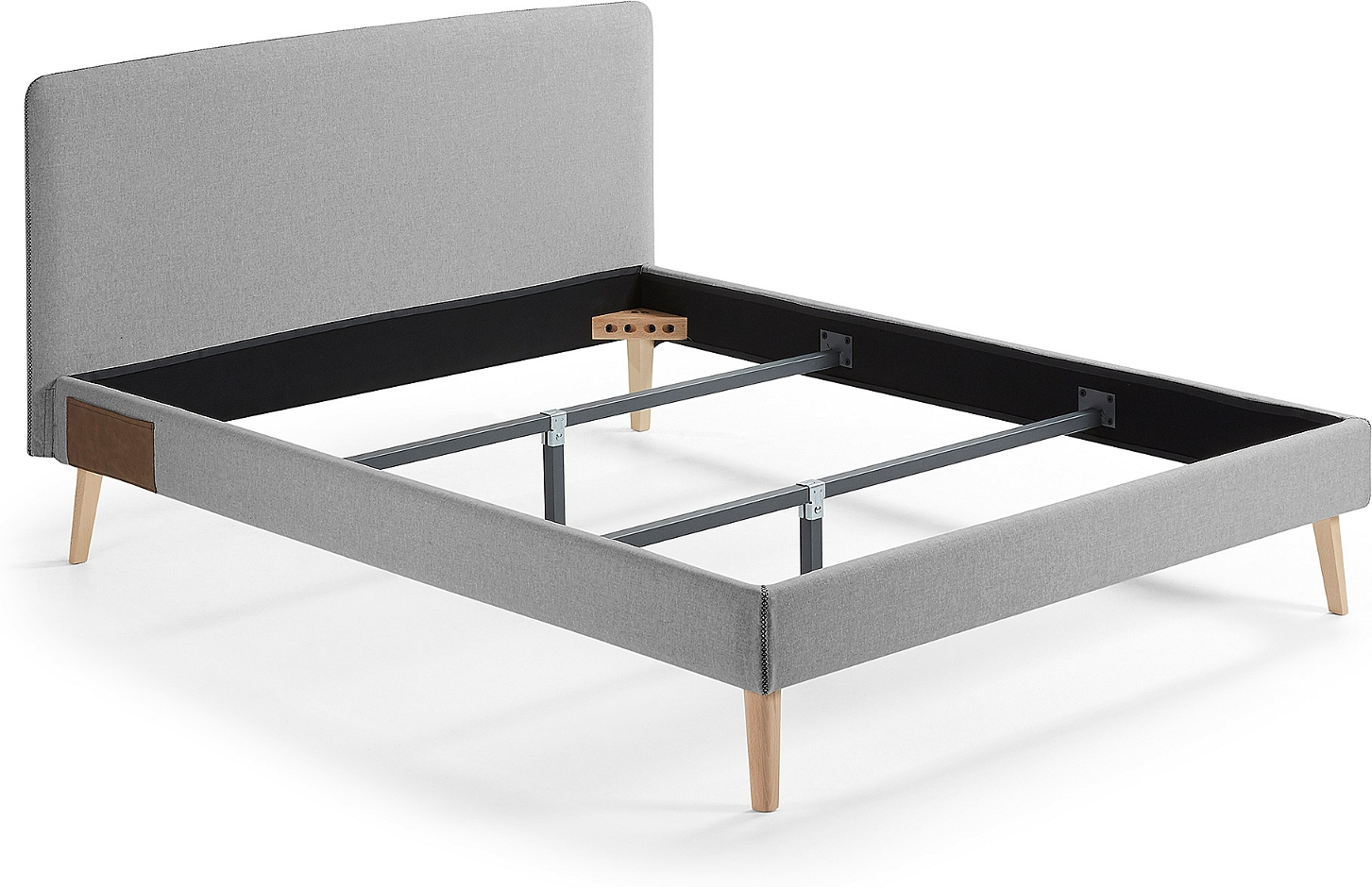 Dobbeltsengeramme Kave Home Dyla Nordisk Design Grå Stof 160   200 Cm