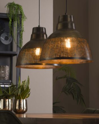 Domus Loftlampe Med To Skærme   Antik Bronze Levering Med Pære